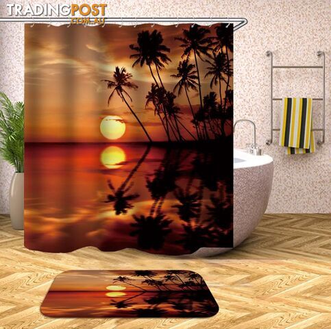 Sunset At The Tropical Shower Curtain - Curtain - 7427045935570