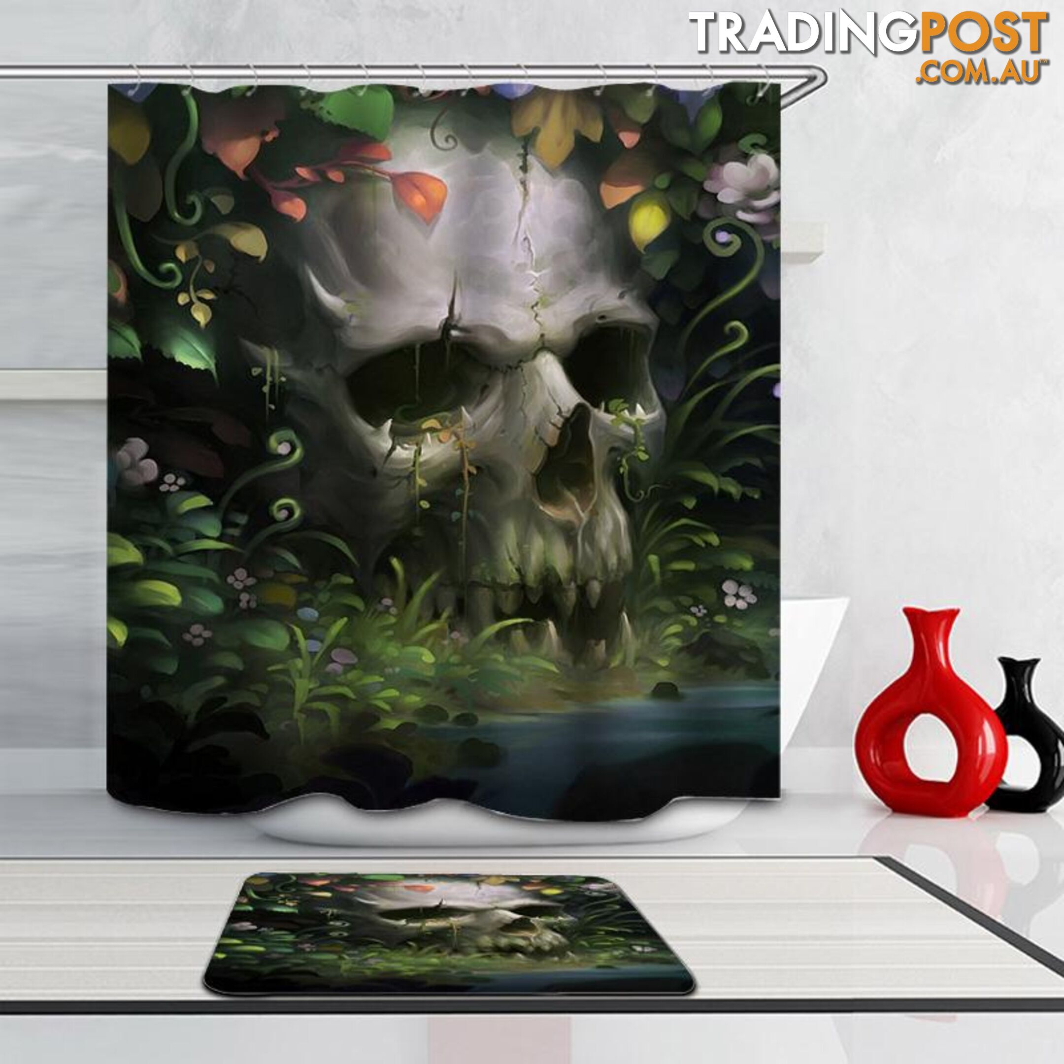 Skull In The Bushes Shower Curtain - Curtain - 7427046036191