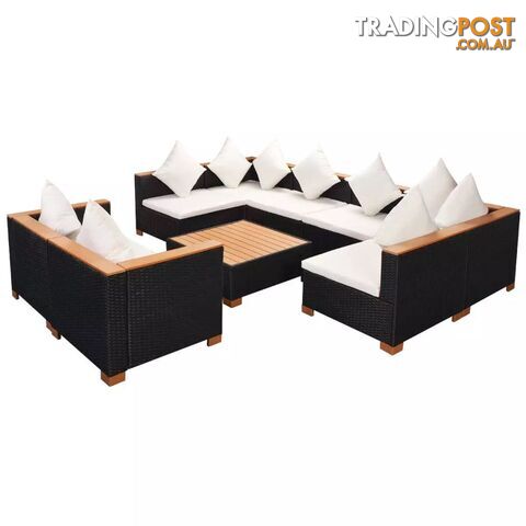 Garden Sofa Rattan Poly Wood Top Set (27 Pcs) - Black - Unbranded - 4326500418524