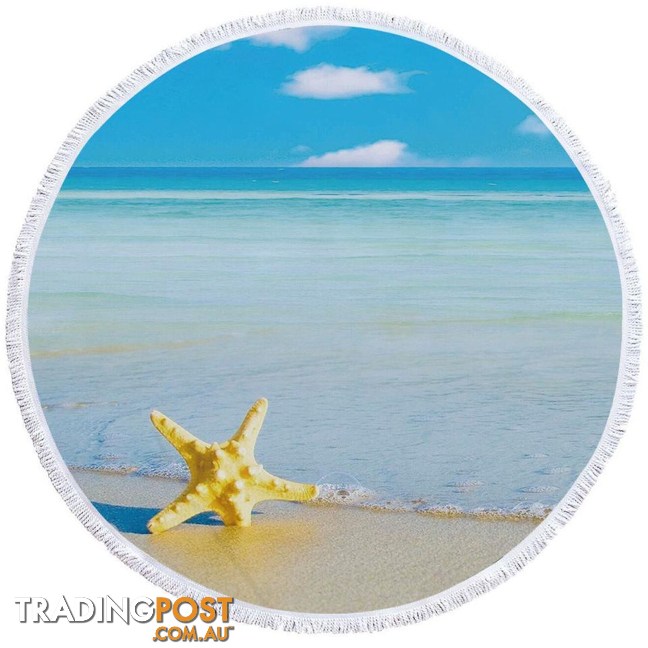 Yellow Starfish and Blue Ocean Beach Towel - Towel - 7427046327060