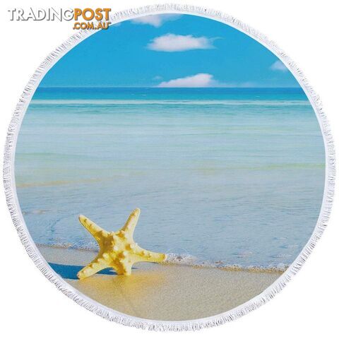 Yellow Starfish and Blue Ocean Beach Towel - Towel - 7427046327060