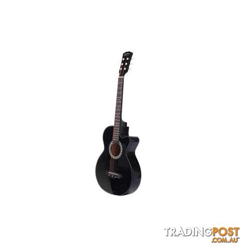 38 Inch Wooden Acoustic Guitar Black - Alpha - 7427005893179
