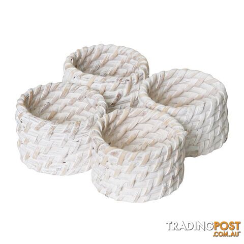 Pacifica Rattan Napkin Ring Set of 4 White Wash - Unbranded - 7427046153560