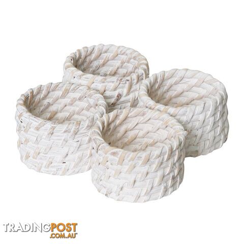 Pacifica Rattan Napkin Ring Set of 4 White Wash - Unbranded - 7427046153560