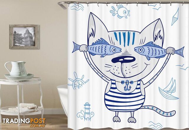 Cute Sailors Cat Shower Curtain - Curtain - 7427046039208