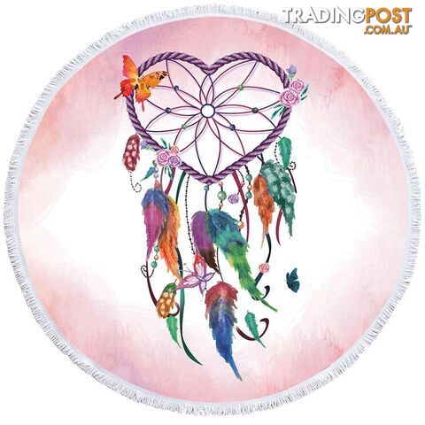 Heart Shape Dream Catcher Beach Towel - Towel - 7427046327824