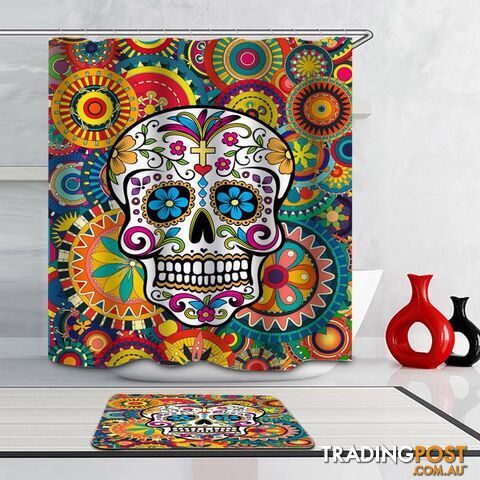 Riot Of Colors Skull Shower Curtain - Curtain - 7427045907867