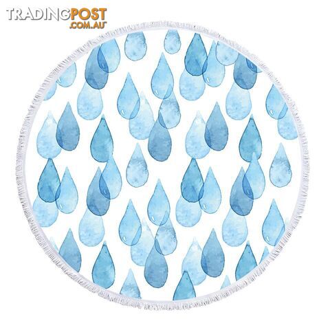 Blue Rain Drops Beach Towel - Towel - 7427046334143