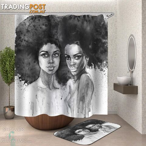 Art Painting Beautiful African Girls Shower Curtain - Curtain - 7427046300209