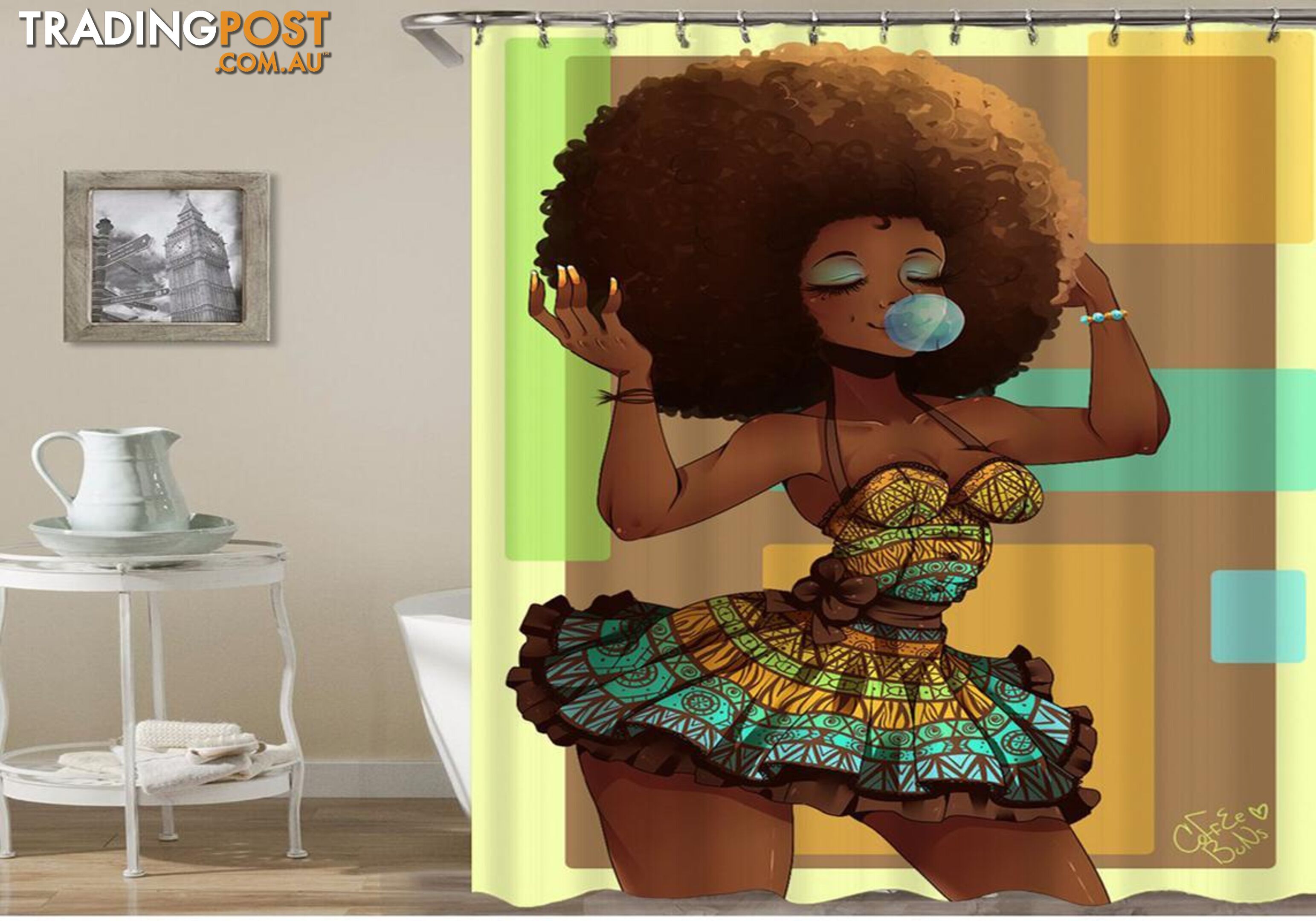 Chic Afro Hair Girl Shower Curtain - Curtain - 7427005925863