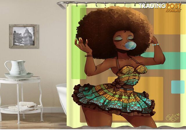 Chic Afro Hair Girl Shower Curtain - Curtain - 7427005925863