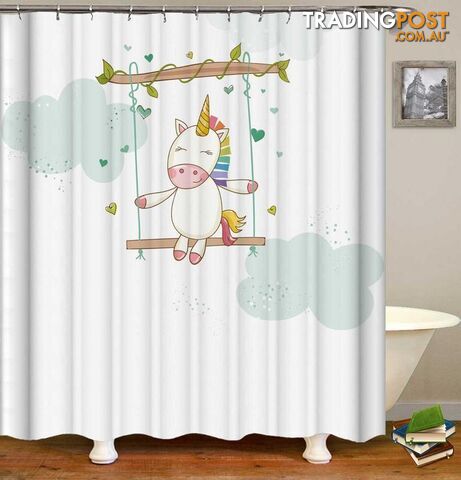 Adorable Unicorn Rainbow Shower Curtain - Curtain - 7427046091336
