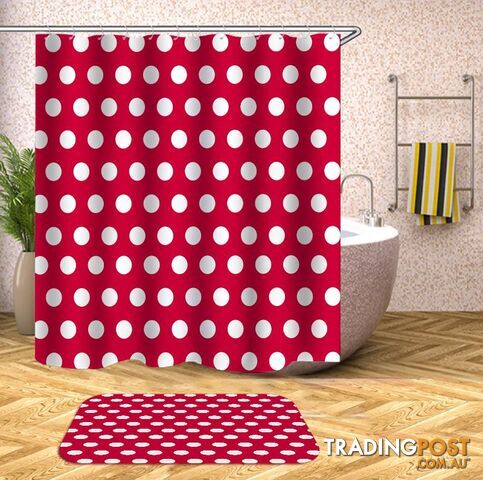 Red Background Polka Dot Shower Curtain - Curtain - 7427045985469