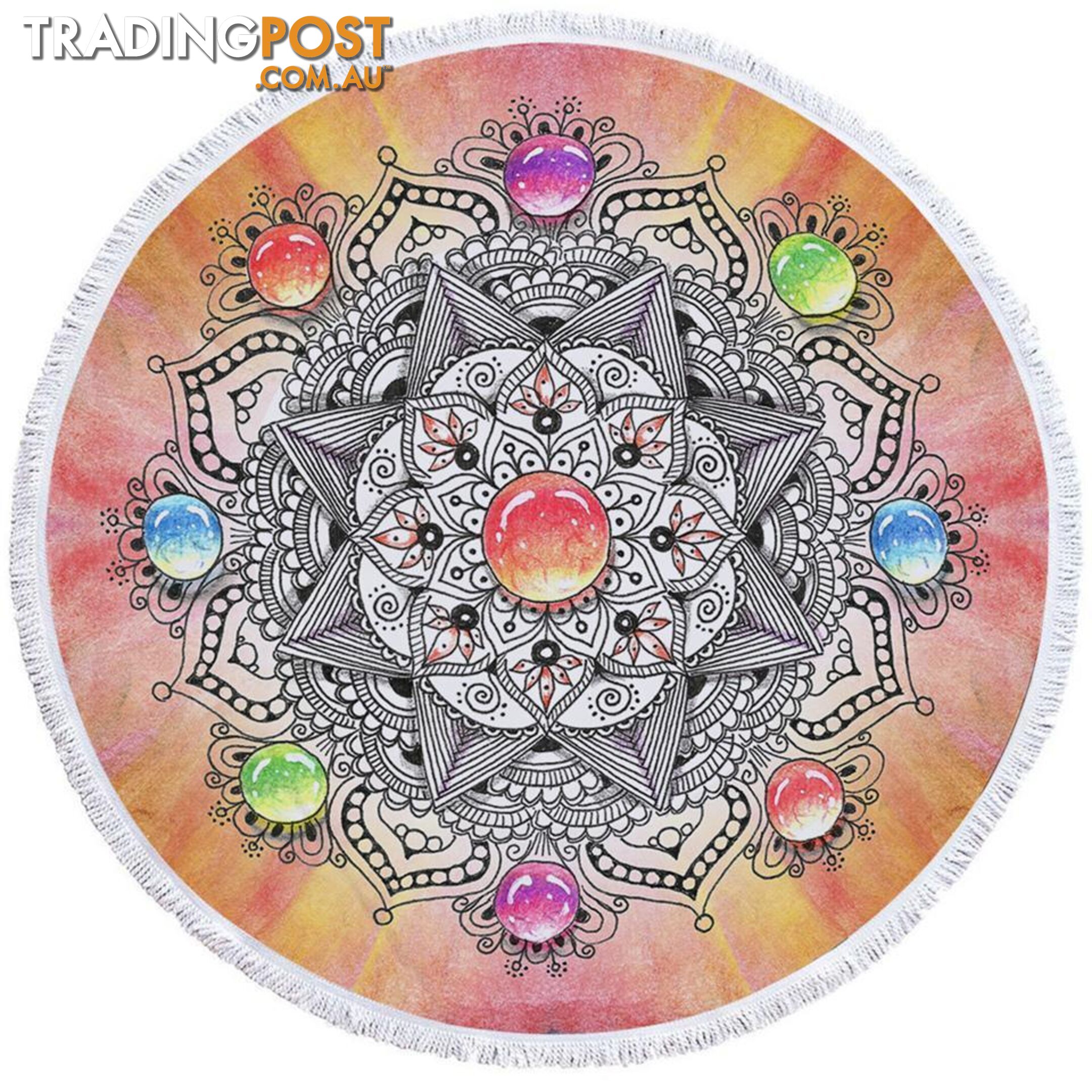 Colorful Pastel Mandala Beach Towel - Towel - 7427046314091