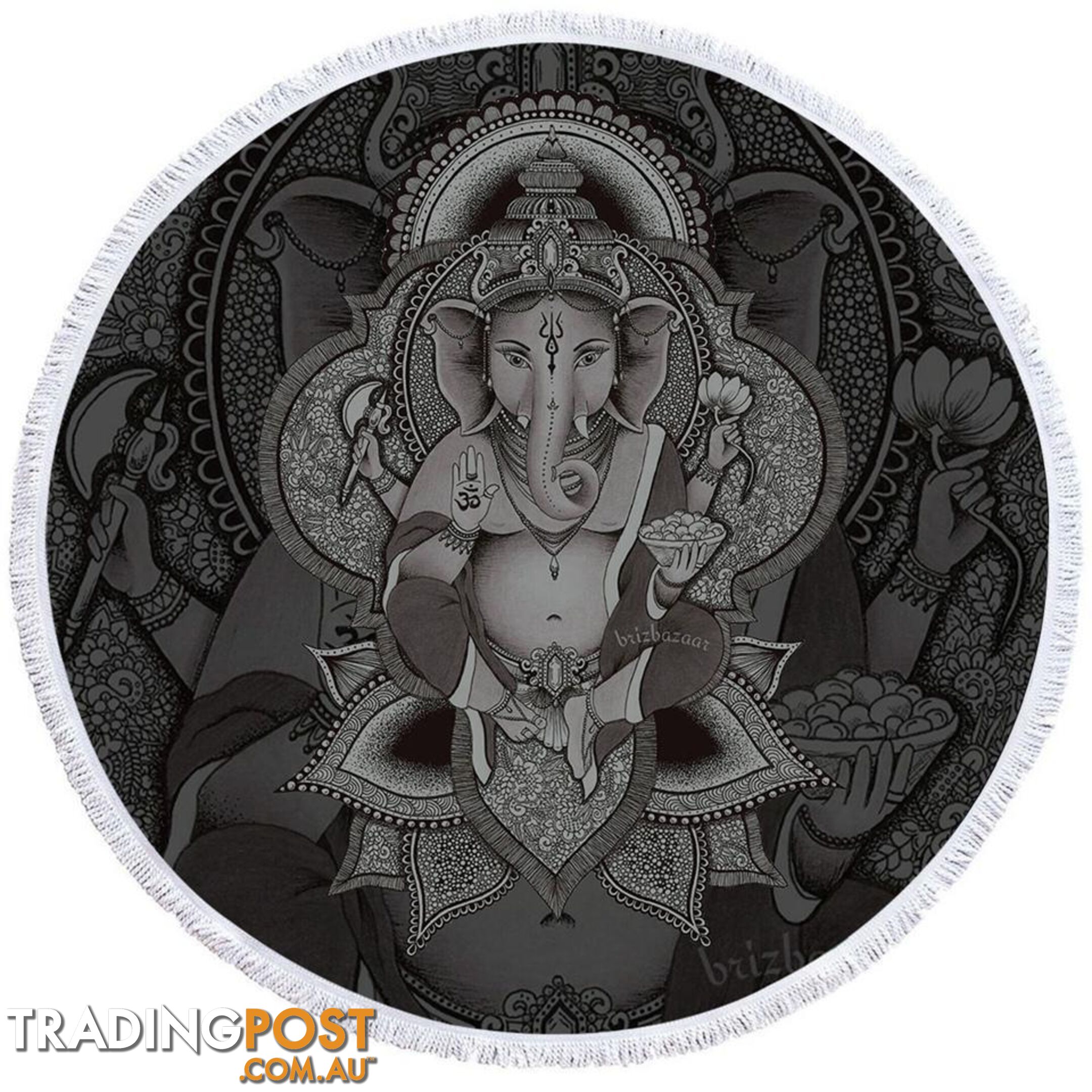 Grey Ganesh Beach Towel - Towel - 7427046325103