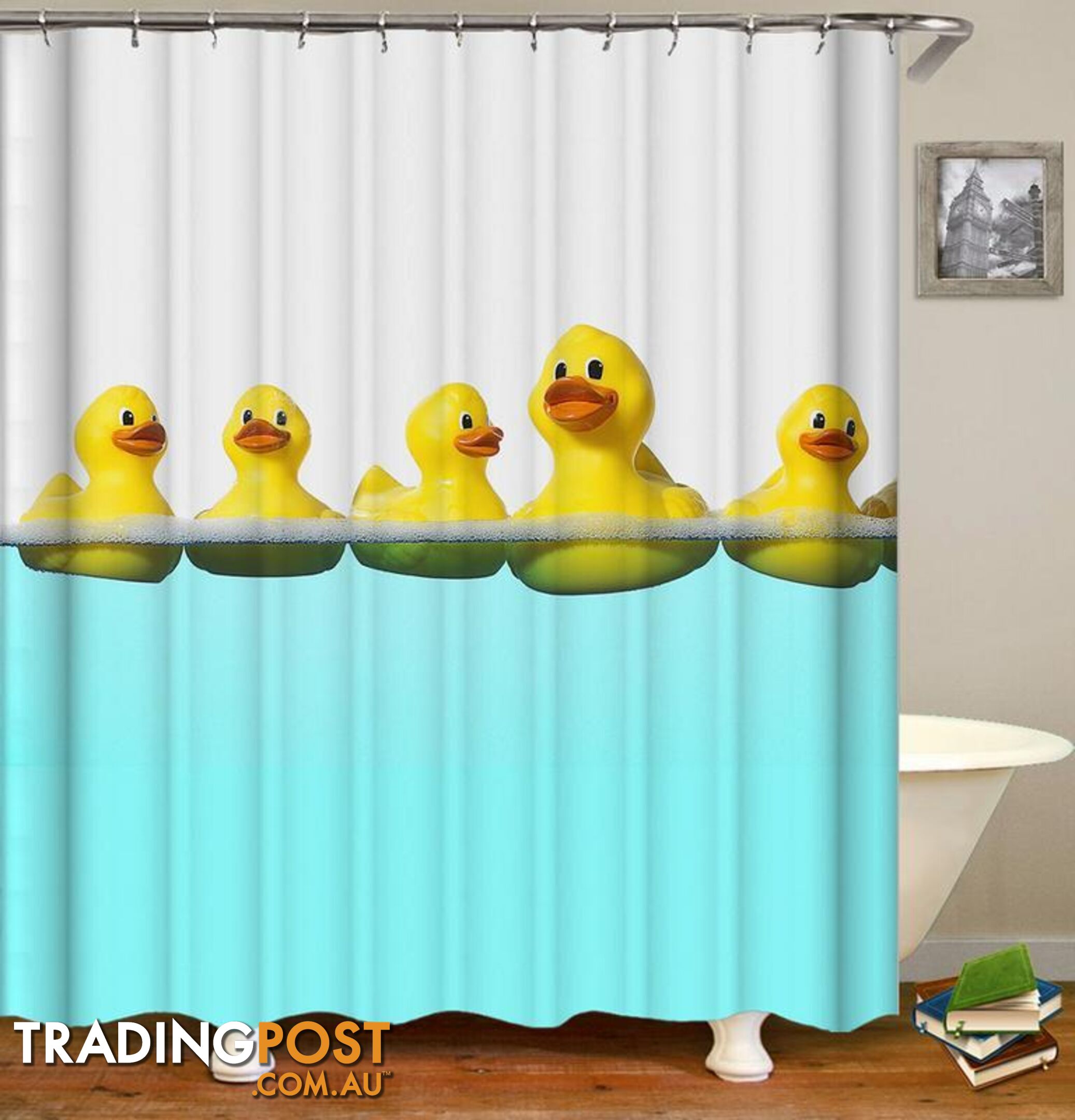 Swimming Rubber Duck Shower Curtain - Curtain - 7427045990340