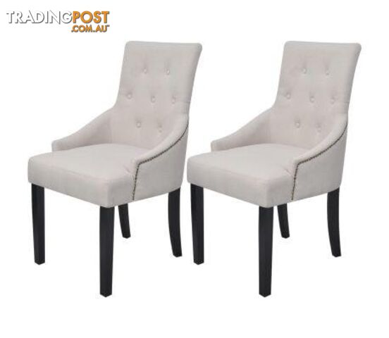 Dining Chairs Polyester (2 Pcs) - Cream - Unbranded - 4326500434920
