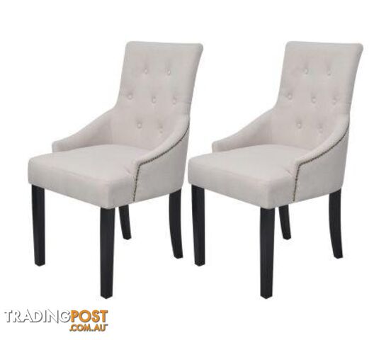 Dining Chairs Polyester (2 Pcs) - Cream - Unbranded - 4326500434920