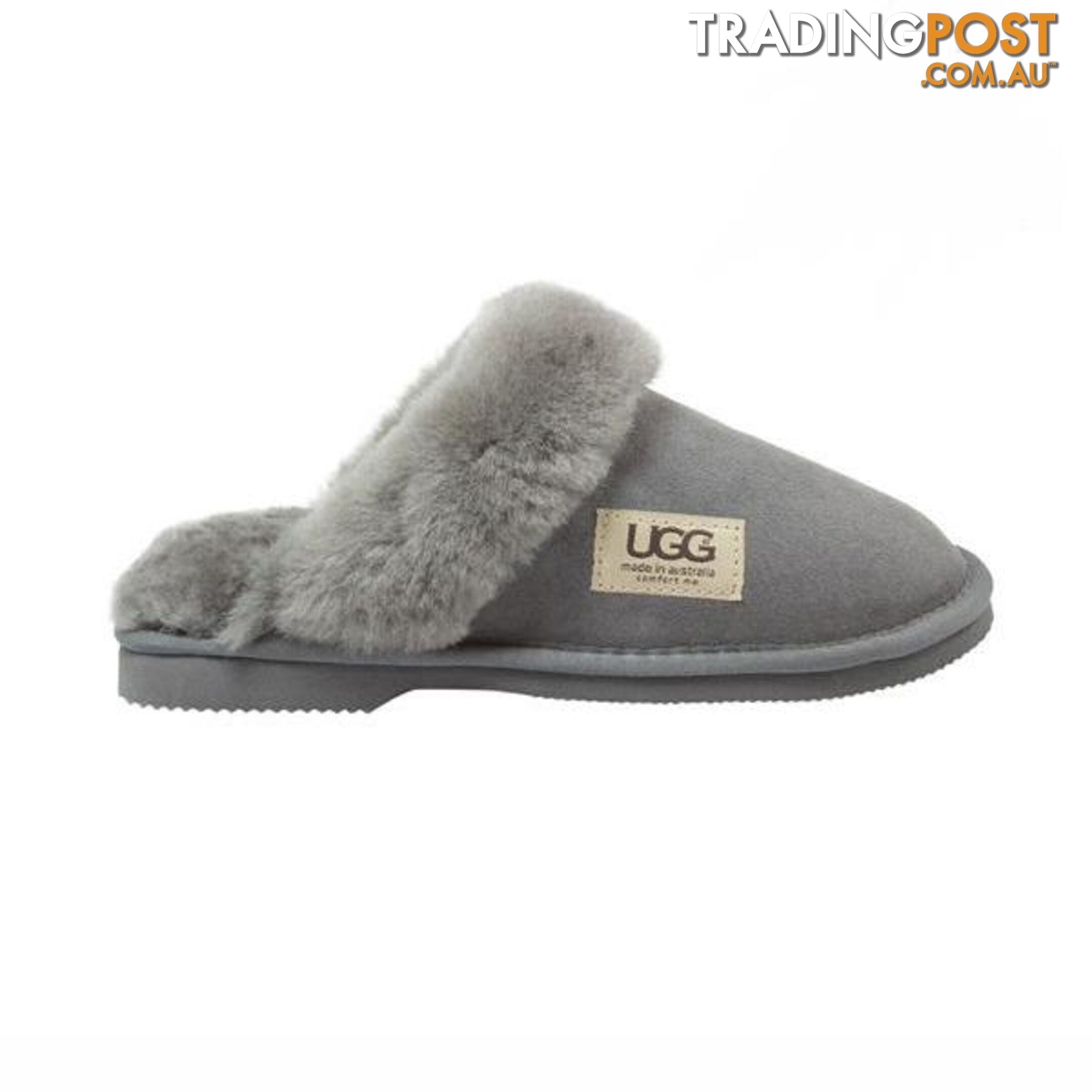 UGG Merino Sheepskin Fur Trim Scuff Memory Foam Grey - UGG - 822427524002