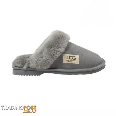 UGG Merino Sheepskin Fur Trim Scuff Memory Foam Grey - UGG - 822427524002