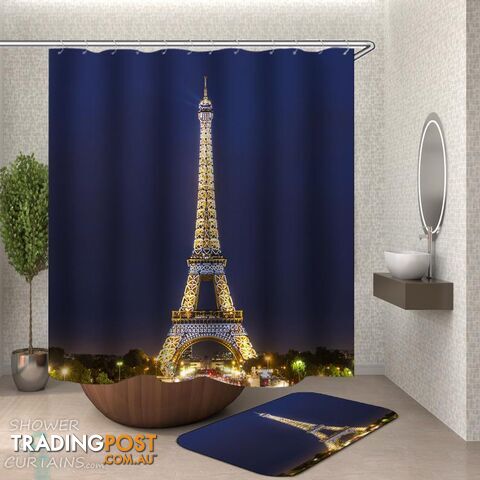 Lit Eiffel Tower Shower Curtain - Curtain - 7427046291859