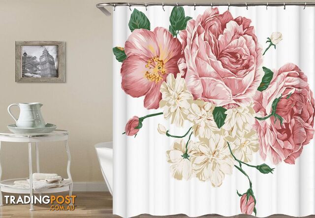 Pink And White Fresh flowers Shower Curtain - Curtain - 7427005909764
