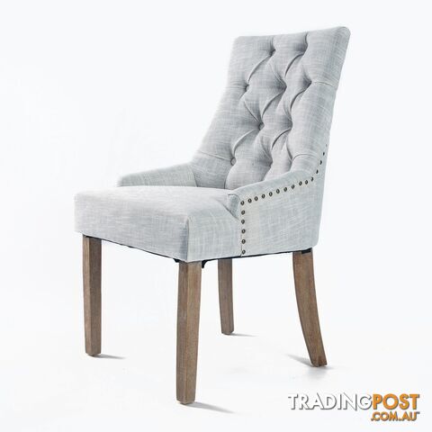 1X French Provincial Oak Leg Chair AMOUR - GREY - Unbranded - 9352338008274