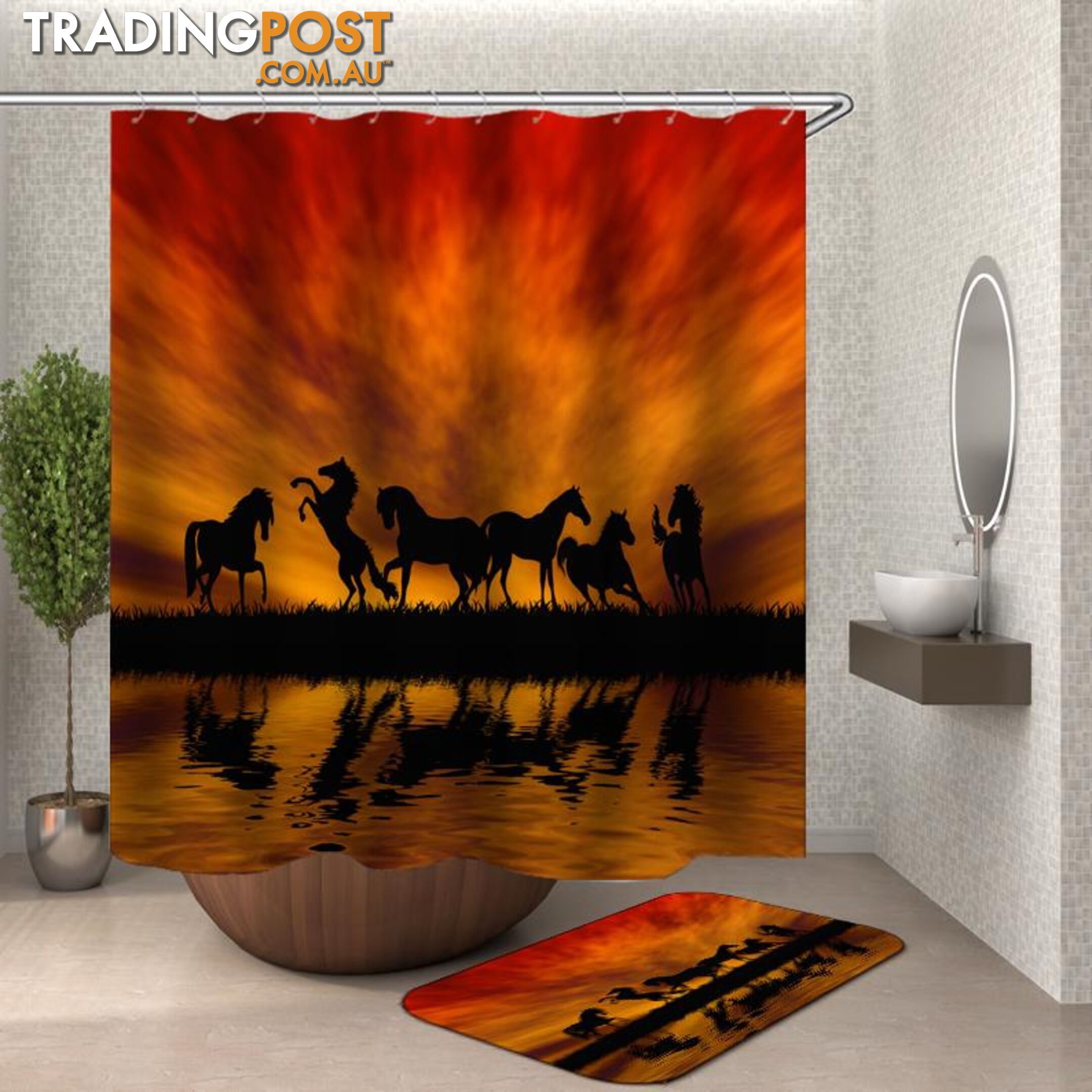 Twilight Horses Silhouettes Shower Curtain - Curtain - 7427046124263