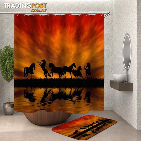 Twilight Horses Silhouettes Shower Curtain - Curtain - 7427046124263