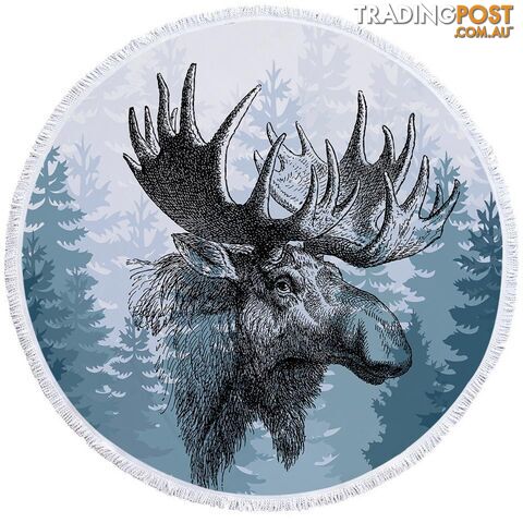 Moose Drawing Beach Towel - Towel - 7427046310727