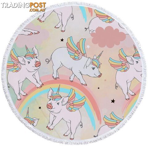 Rainbow Unicorn Pigs Beach Towel - Towel - 7427046304955