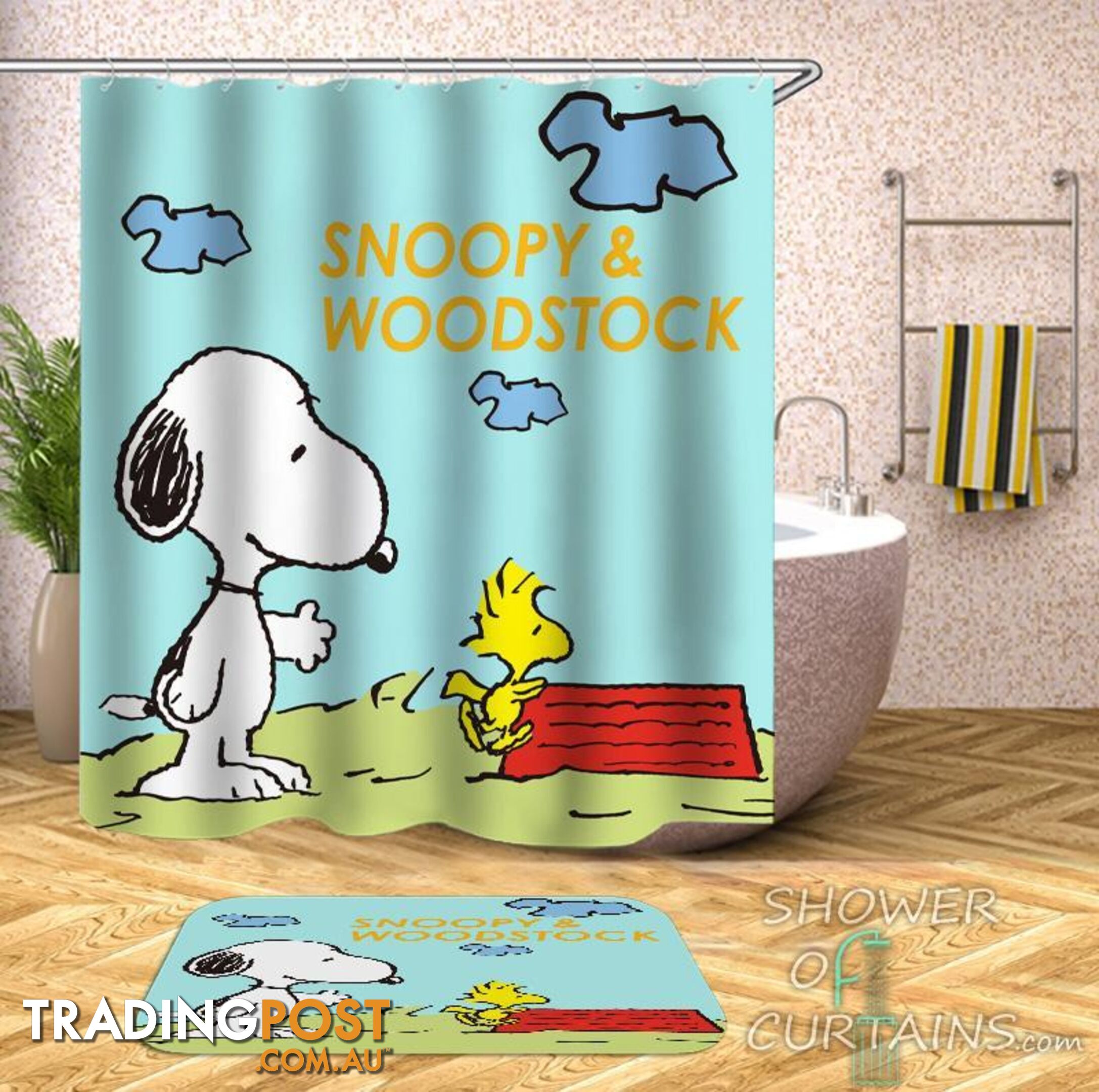 Snoopy And Woodstock Shower Curtain - Curtain - 7427046235587