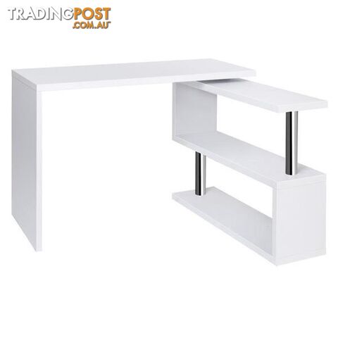Office Computer Desk Corner Table w/ Bookshelf White - Artiss - 4344744409597