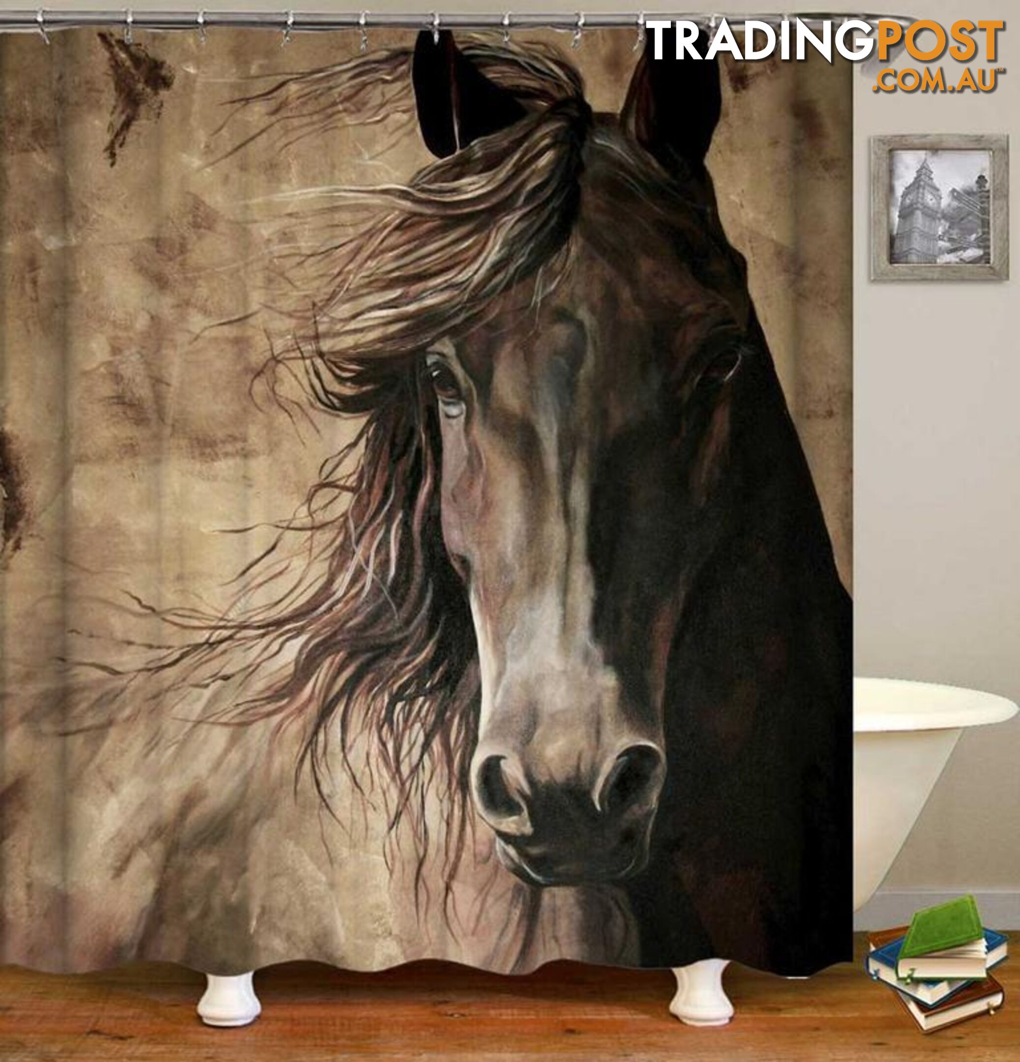 Noble Black Horse Shower Curtain - Curtain - 7427046129749