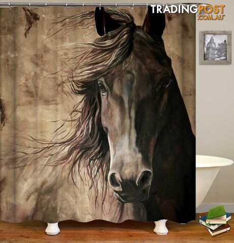 Noble Black Horse Shower Curtain - Curtain - 7427046129749