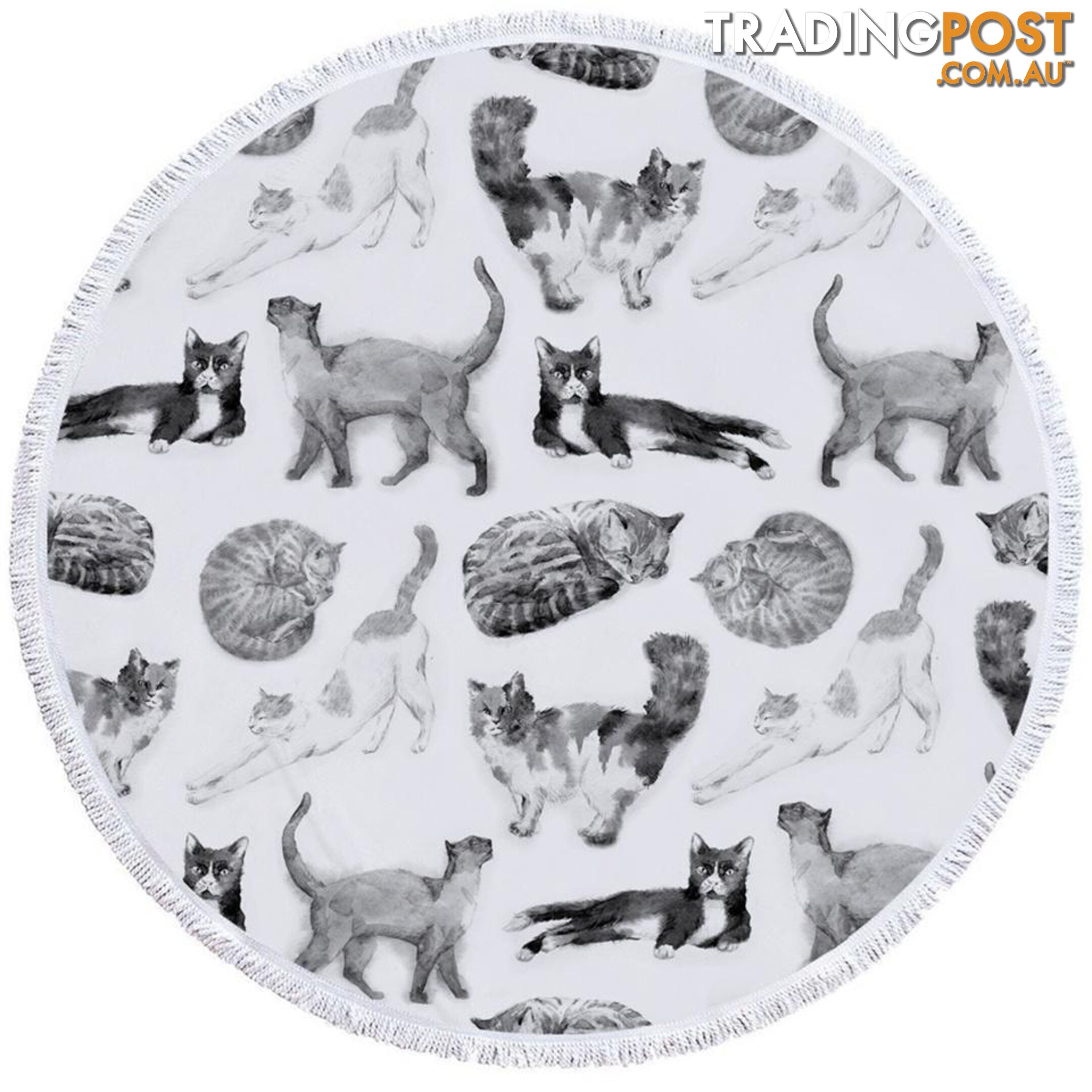 Black and White Cats Beach Towel - Towel - 7427046307345