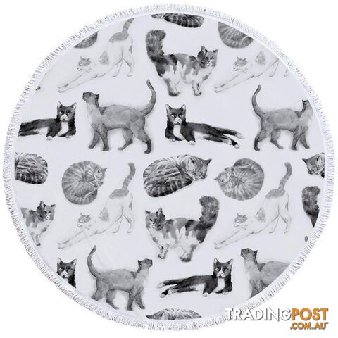 Black and White Cats Beach Towel - Towel - 7427046307345