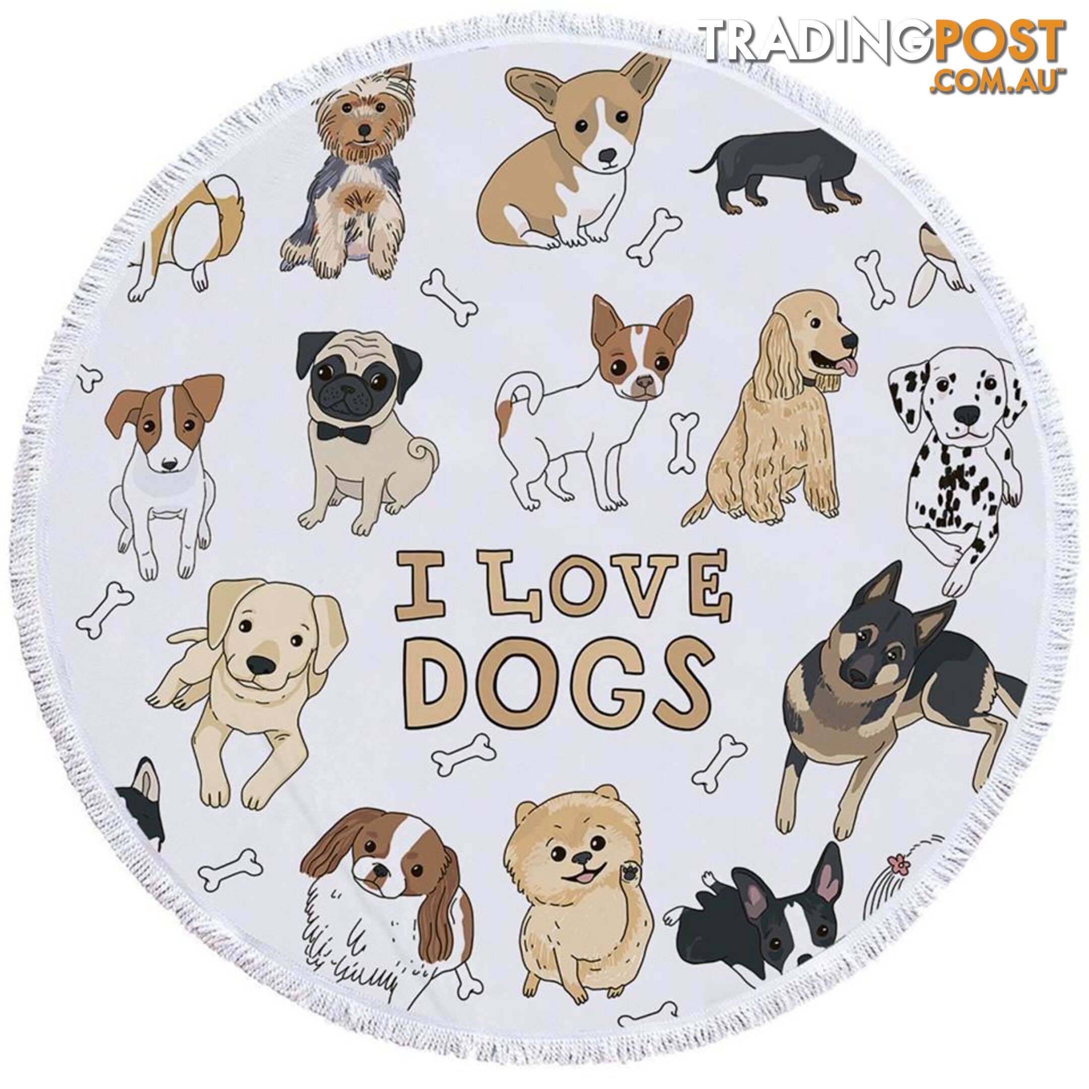 I Love Dogs Beach Towel - Towel - 7427046306140