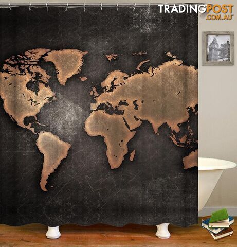 Outlines World Map Blackboard Shower Curtain - Curtain - 7427046003193