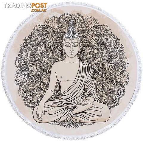 Drawing of Buddha Beach Towel - Towel - 7427046317672
