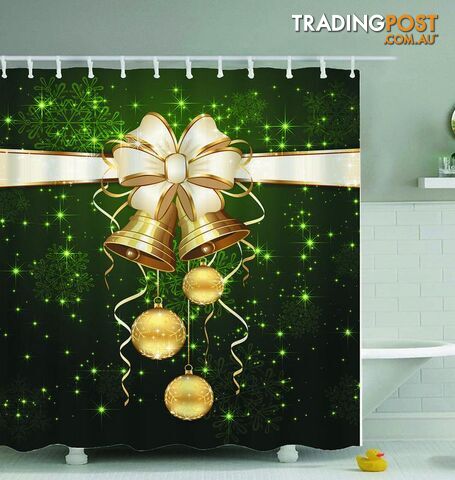 Green Christmas Shower Curtain - Curtain - 7427045994041