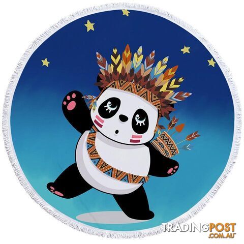 Native American Panda Beach Towel - Towel - 7427046309752