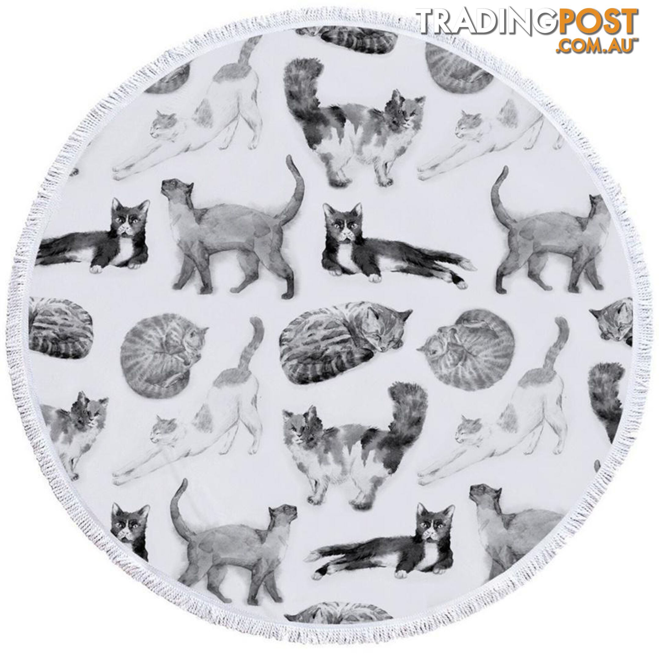 Black and White Cats Beach Towel - Towel - 7427046307376