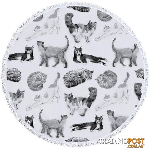 Black and White Cats Beach Towel - Towel - 7427046307376