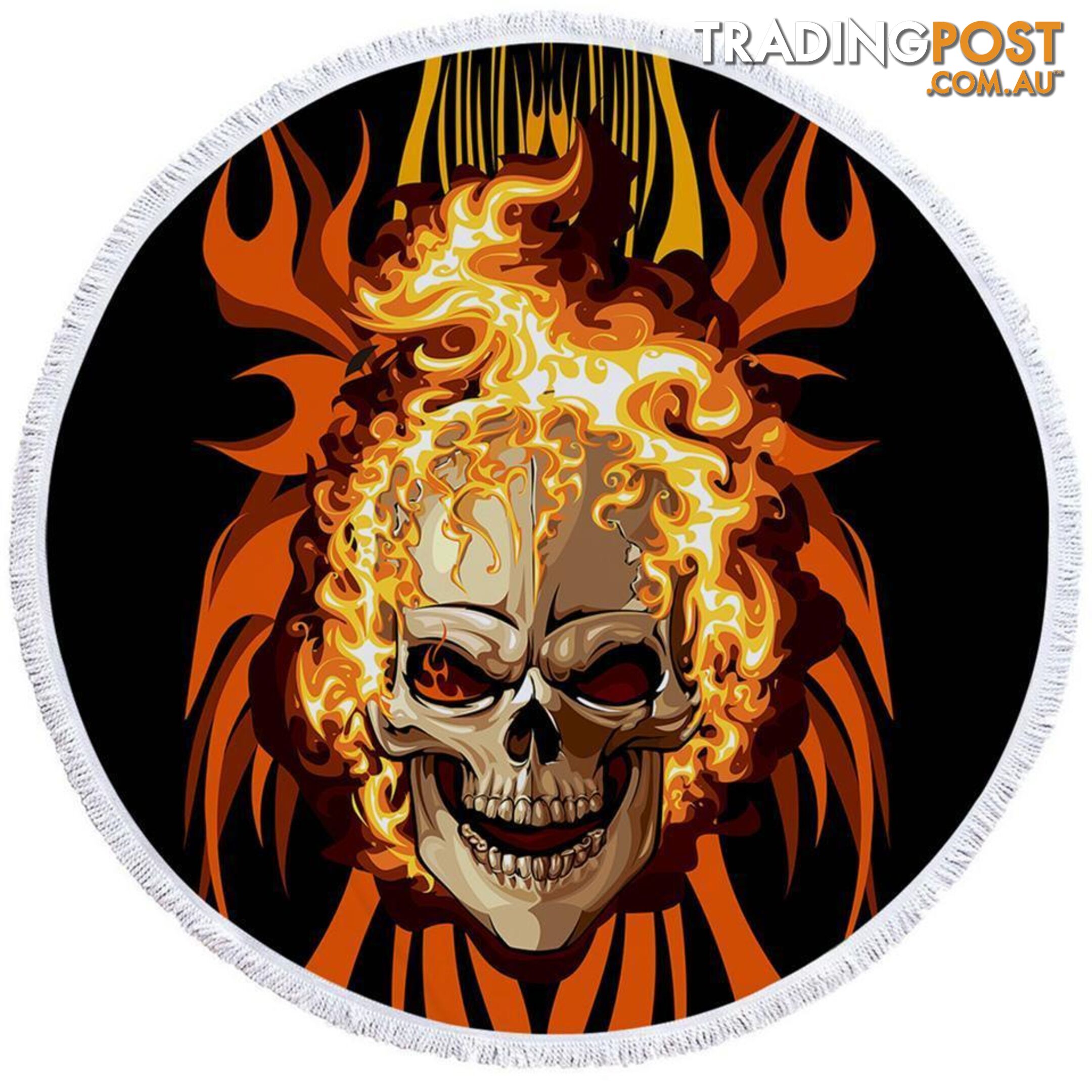 Skull on Fire Beach Towel - Towel - 7427046313452