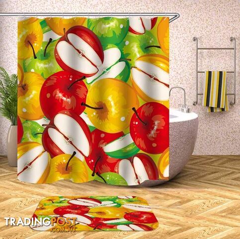 Three Color Apples Shower Curtain - Curtain - 7427046088565