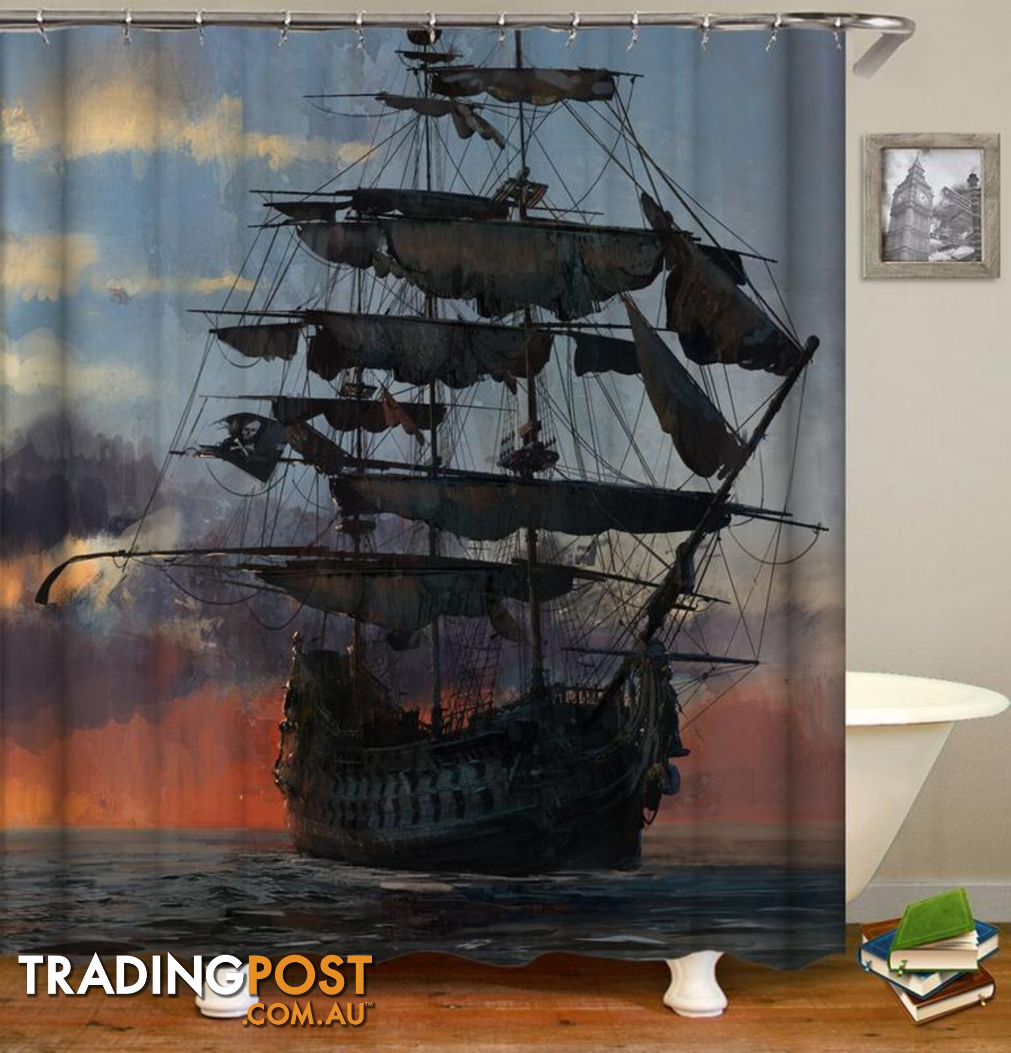 Old Style Pirate Ship Shower Curtain - Curtain - 7427045917569
