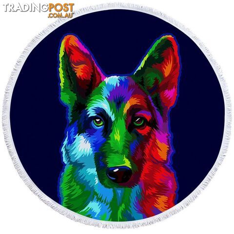 Colorful German shepherd Beach Towel - Towel - 7427046309325