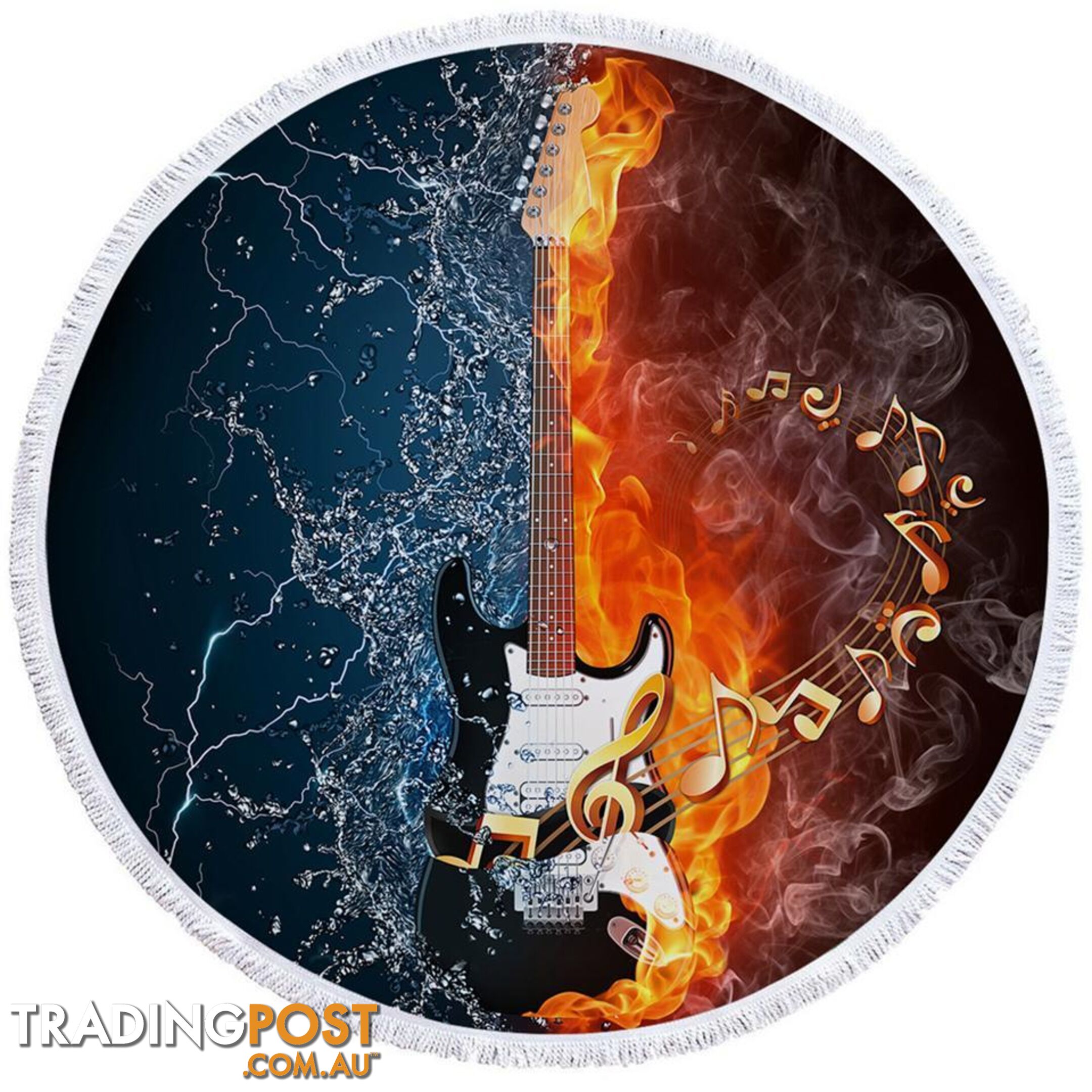 Fire vs Water Electric Guitar Beach Towel - Towel - 7427046313759