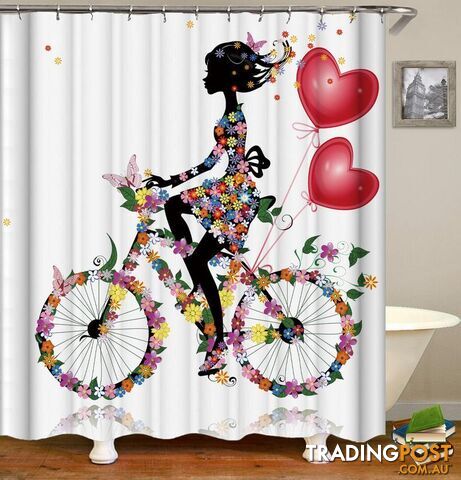 Flower Girl Riding A Bicycle Shower Curtain - Curtain - 7427005905780